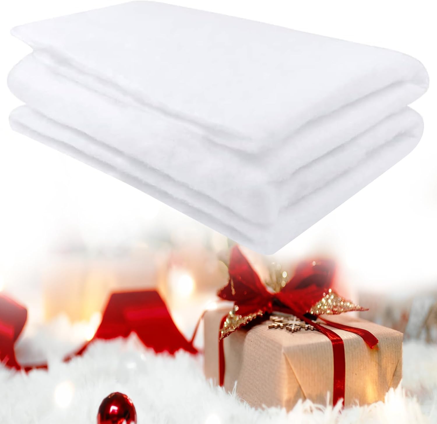 Artificial Snow - GEKMOR Artificial Snow Blanket, Christmas Snow Blankets, Faux Snow Blanket Roll, Winter Christmas Decor for Winter Table Setting Christmas Tree Decor Home Decor Party Favors (Without Lamp)