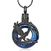 constantlife Tree of Life Cremation Jewelry for Ashes Stainless Steel Eagle Pendant Memorial Urn Necklace Crystal Circle of Life Ashes Holder Keepsake for Women Men