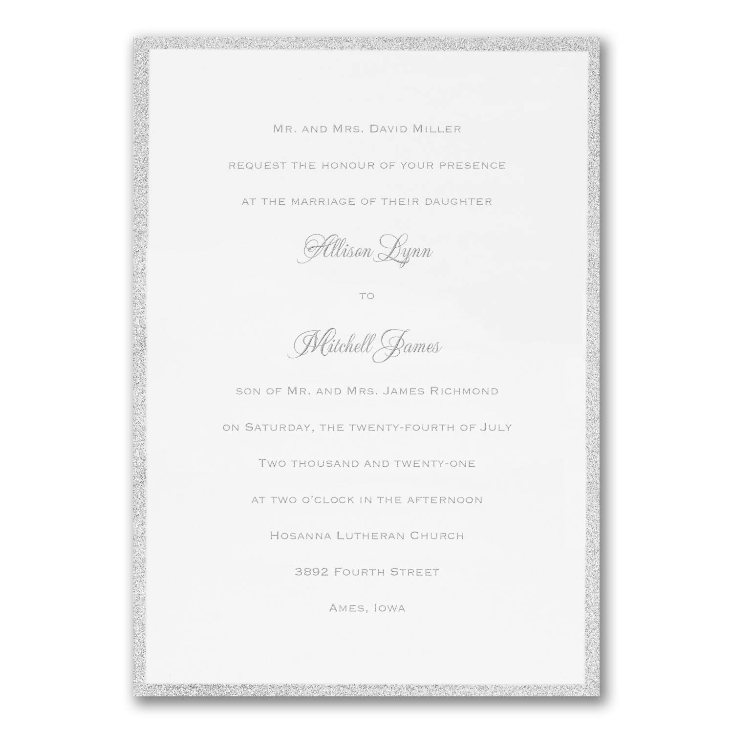 1000pk Silver Border Elegance InvitationWedding