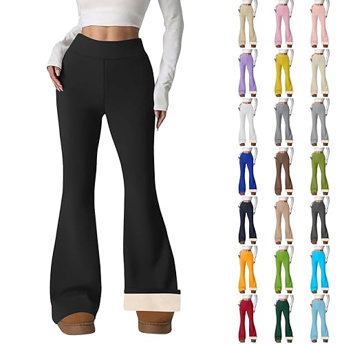 Thermal Leggings Women Fleece Lined Womens Leggings with Pockets Winter Warm Comfy Soft High Waisted Gym Yoga Pants Plus Size Tights for Women Running Sports Trousers