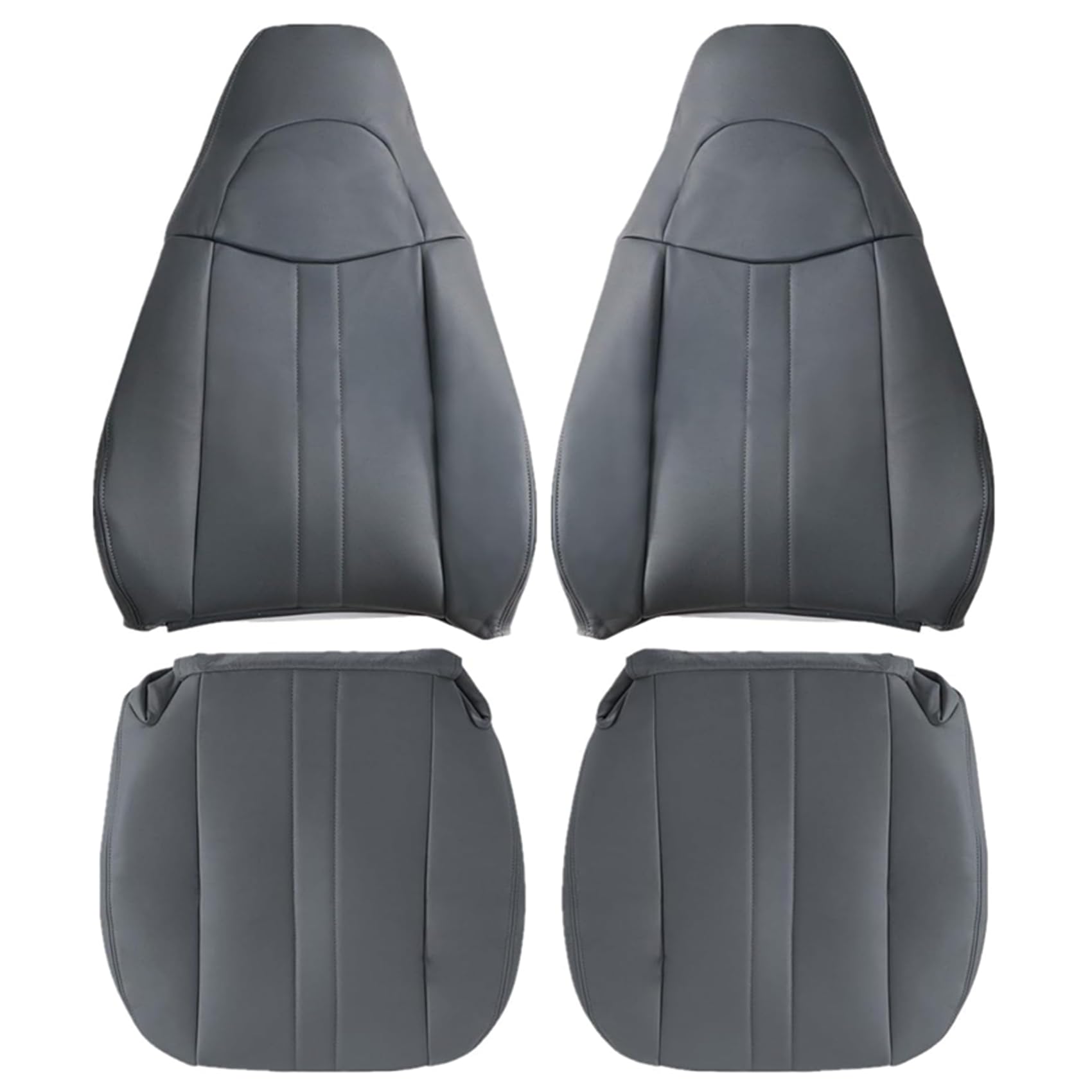Photo 1 of Priprilod Gray Leather Driver and Passenger Bottom & Top Lean Back Replacement Seat Cover Fit for Chevy Express GMC Savana 1500 2500 3500 2003 2004 2005 2006 2007 2008 2009 2010 2011 2012 2013 2014