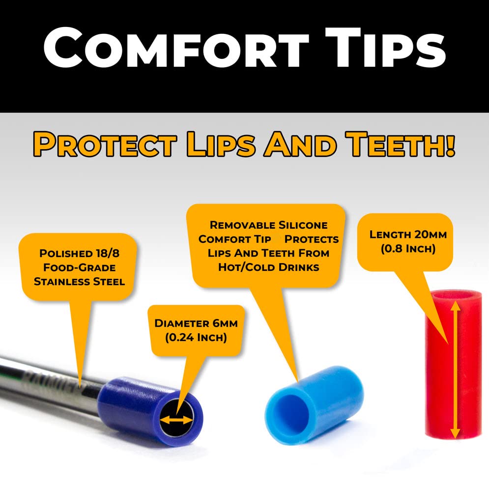 RAINIER Reusable Foodgrade Silicone Rubber Straw Tips and Silencers