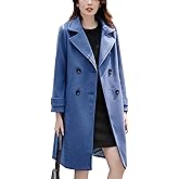 chouyatou Women's Essential Elegant Wear Double Breasted Mid Long Wool Pea Coat
