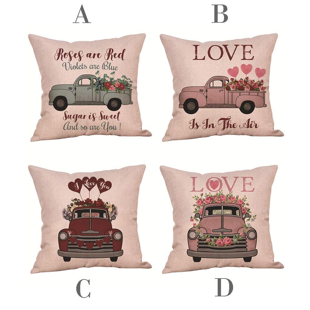 CakeLY Happy Valentine\'s Day Throw Pillow Covers Rose Sweet Love Pillow Case Cover 18 x 18 Inch Home Cushion Decoration for Couch Car Sofa (Pink #2)