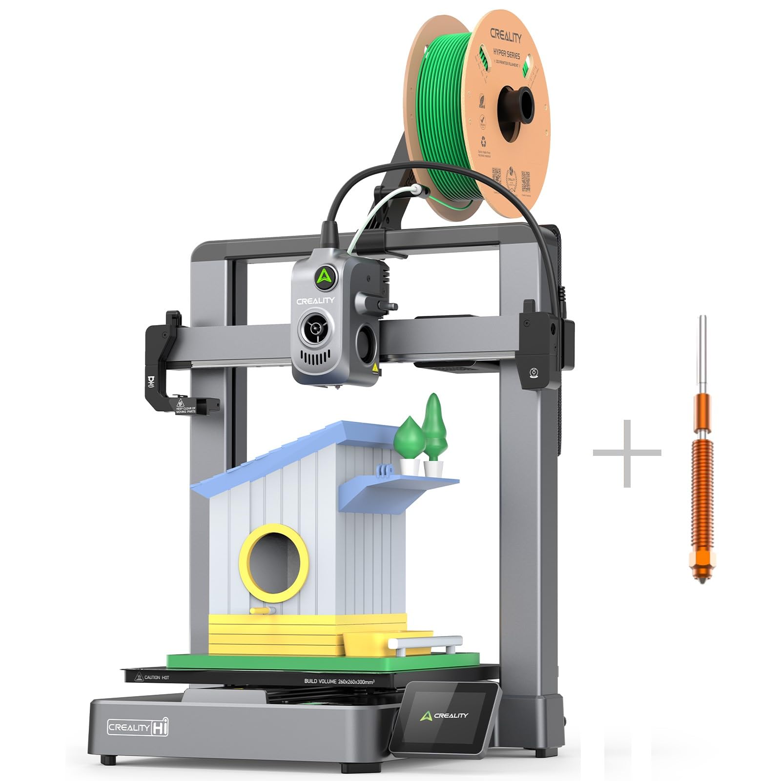 Photo 1 of Creality Hi(A) 3D Printer, Multi Color 3D Printer, 500mm/s High Speed Auto-Leveling Automatic Filament Reading Clog-Free Extruder, Build Volume 260×260×300 mm