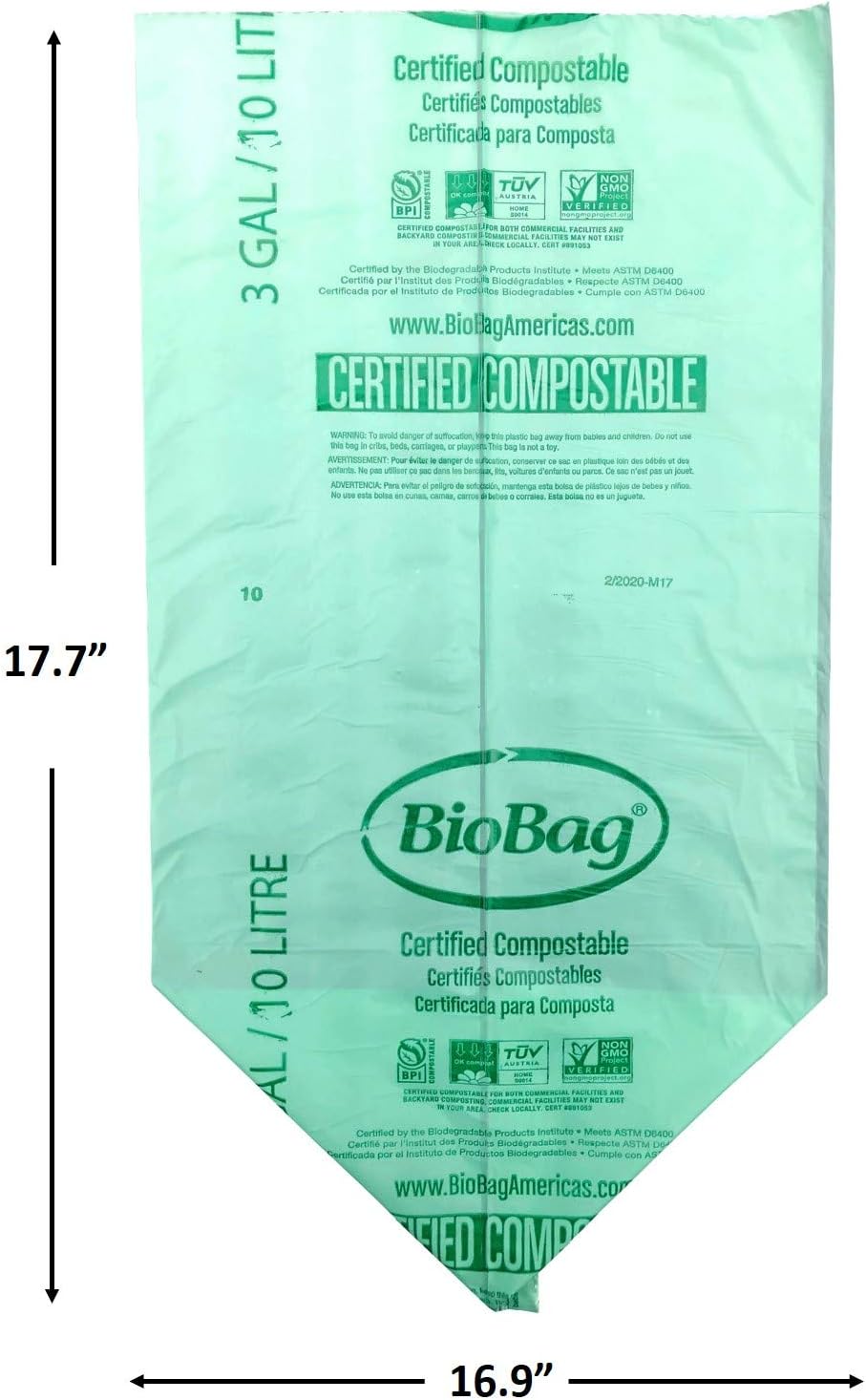 BioBag Compostable Countertop Food Scrap Bags, 3 Gallon, 100 Count: Health & Personal Care