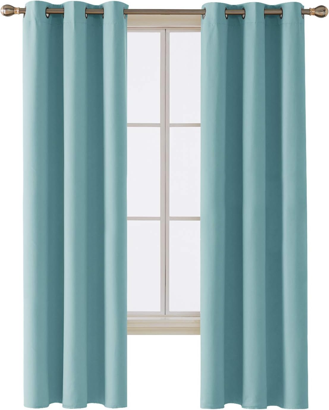 Deconovo Blackout Window Curtain Panel Thermal Insulated Curtains 42 Inch by 84 Inch Light Blue