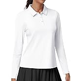 MIER Long Sleeve Polo Shirts for Women Quick Dry Collared Golf Tops for Athletic Tennis Work, Inherent UPF 50+ Sun Protection