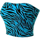 MixMatchy Women's Casual Strapless Print Tube Tops Strapless Sleeveless Bandeau Tops