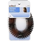 Scunci Effortless Beauty Stretch Hair Combs | Tortoise, Opaque White, and Black | 3-Count