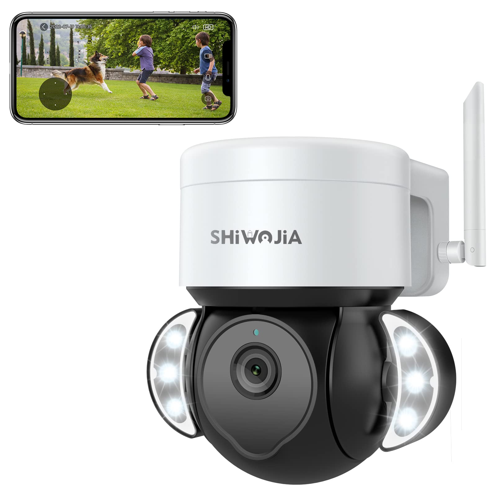 SHIWOJIA CCTV Camera Outdoor Security Camera, 5MP Tuya Smart Life Camera with Color Night Vision, Two-way Audio, 355°Pan 90°Tilt Auto Tracking Motion Detection, IP66 Waterproof, Cloud Storage