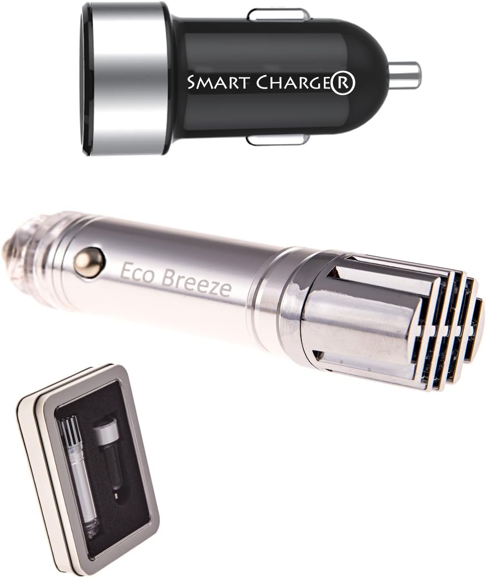 Smart Car Kit - CAR AIR Purifier + ECO Friendly AIR Freshener + Smart Charge USB Car Charger 4.8a / 24w 2-Port Rapid Charger & CAR Purifier 7th Generation Patented Product Removes: Dust & Bad Orders
