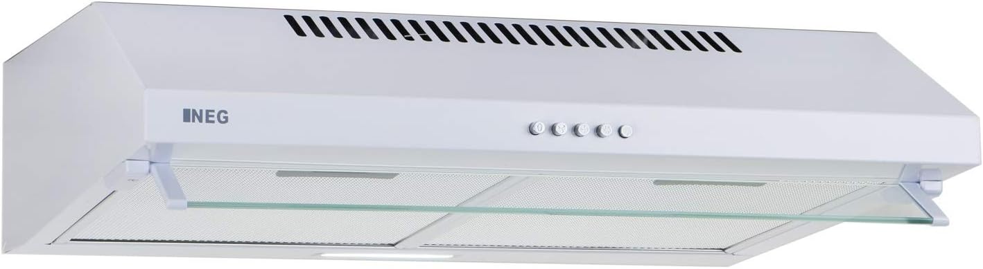 NEG Dunstabzugshaube NEG15-ATW+ (weiß) Edelstahl-Unterbau-Haube mit Doppelmotor (Abluft/Umluft) und LED-Beleuchtung (60cm) Unterschrank- oder Wandanschluss