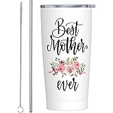 JASROTAO Best Mother Ever Tumbler,Mothers Day 20oz Stainless Steel Insulated Travel Tumblers,Travel Coffee Mug with Lid and Straw Water Bottle Drink Tumbler Cups Gifts for Women Mother Grandma