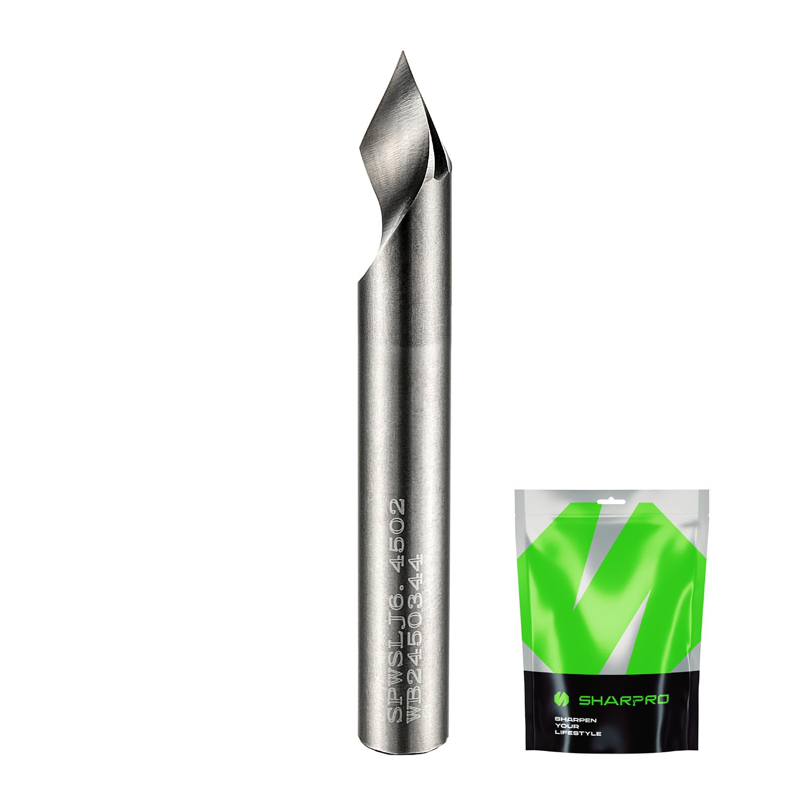 Photo 1 of SHARPRO Chamfer Router Bits V Groove O Flute Spiral Router Bit 45 Degree 1/4 Inch Shank CNC Carbide V-bit for Engraving and Chamfering Lettering,Ideal for Wood, Metals(HB125-400) and PVC