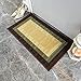Indoor Doormat Rubber Backed, Brown Beige Border Striped, Non Slip, Kitchen Rugs and Mats
