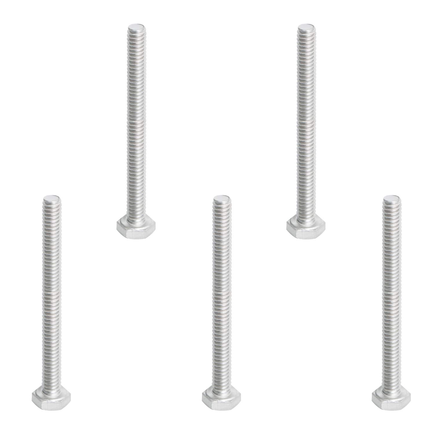 Aopin 1/4"-20 x 3" Hex Head Bolts Screws 304 Stainless Steel, A2-70 Fasteners Fully Machine Threaded SUS304 5 Pcs