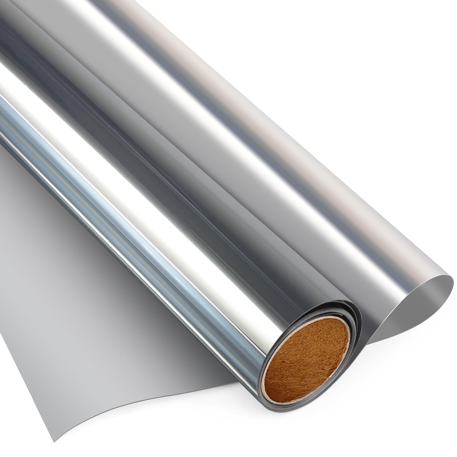 Agmovoue Reflective Window Film Privacy One Way, Mirror Film Daytime Privacy Heat Control UV Blocking Static Cling Window Tint Film for Home & Office, Silver, 44 X 200 CM