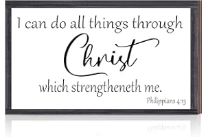 JETEC Inspirational Wooden Hanging Wall Plaque Christian Wall Art Teacher Appreciation Gift I Can Do All Things Through Christ Who Strengthens Me Religious Wood Bible Verse Sign Decor (10 x 6 x 0.2 Inch)