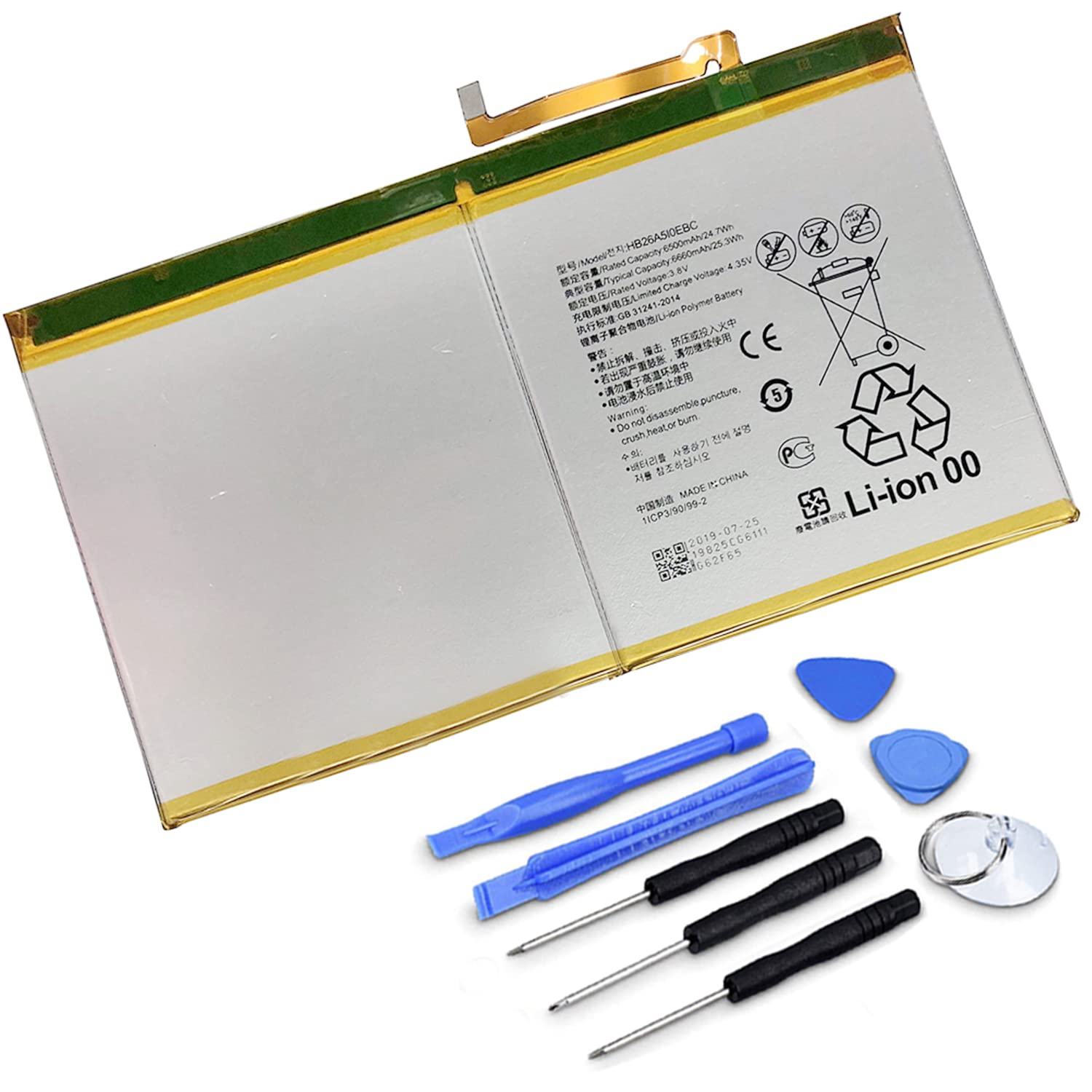 XITAIAN 25.3Wh 6660mAh HB26A510EBC Replacement Battery for Huawei MediaPad M2 10.1 flat cell M2-A01W M2-A01L with Tools