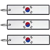 JAVD Korea Flag Keychain Tag with Key Ring - Keys, Cars, Motorcycles, Backpacks, Luggage and Gifts - EDC (3 Pack)