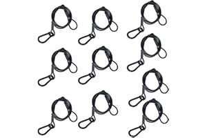 Sarknoah. 0.16 Inch(4mm),Black Stage Lighting Safety Cable With Carabiner Lock,133 lb Load,Longth 31.5'' Safety Cables For st