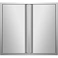 BBQ Access Double Doors 26Wx24H, Flush Mount Stainless Steel Outdoor Kitchen Door with Recessed Handle for Outside Cabinets and BBQ Island