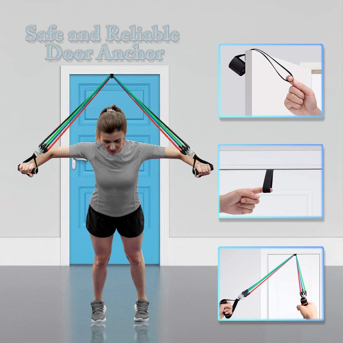 Portable Home Gym with Handles GGAME Resistance Bands Set
