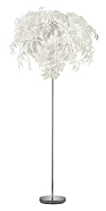 Reality Leuchten Stehleuchte Leavy R40463001, Metall Nickel matt, Schirm Kunststoff weiß, 3 x E14