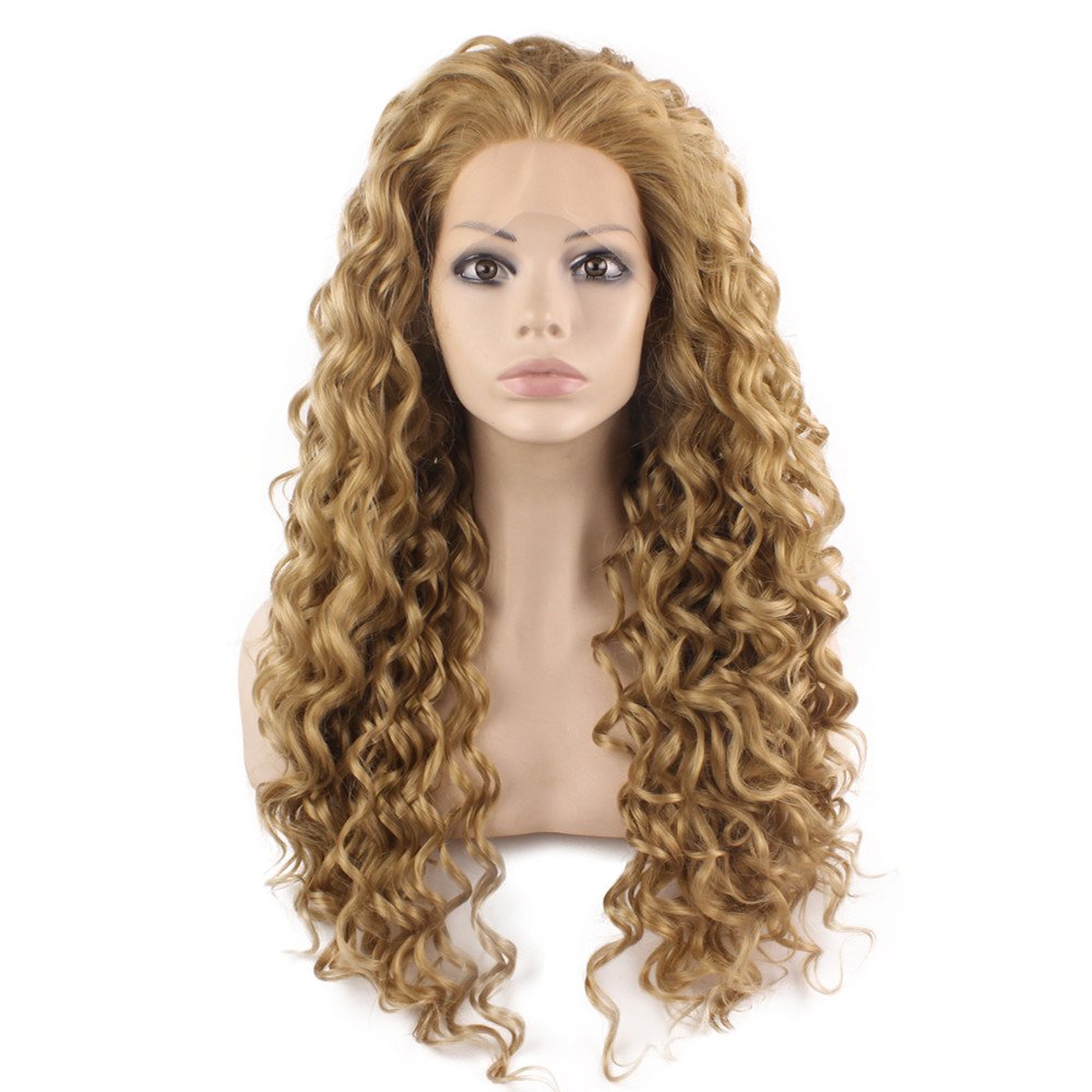 Iwona Long Heat Resistant Synthetic Hair Celebrity Ash Blond Curly Lace Front Wig