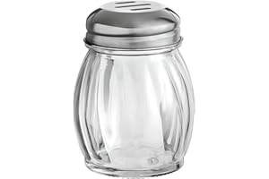 OCS Parts 3.5-Inch Glass Shaker with Chrome Plated Slotted Lid | Grated Cheese, Chili and Red Pepper Shaker for Home and Comm