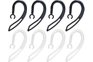 HYSHIKRA Universal Silicone Ear Hooks, Flexible Ear Piece Clamp, Replacement Ear Loop Clips for Bluetooth Headset Mini Two Way Radio (Two Colors Pack of 8)