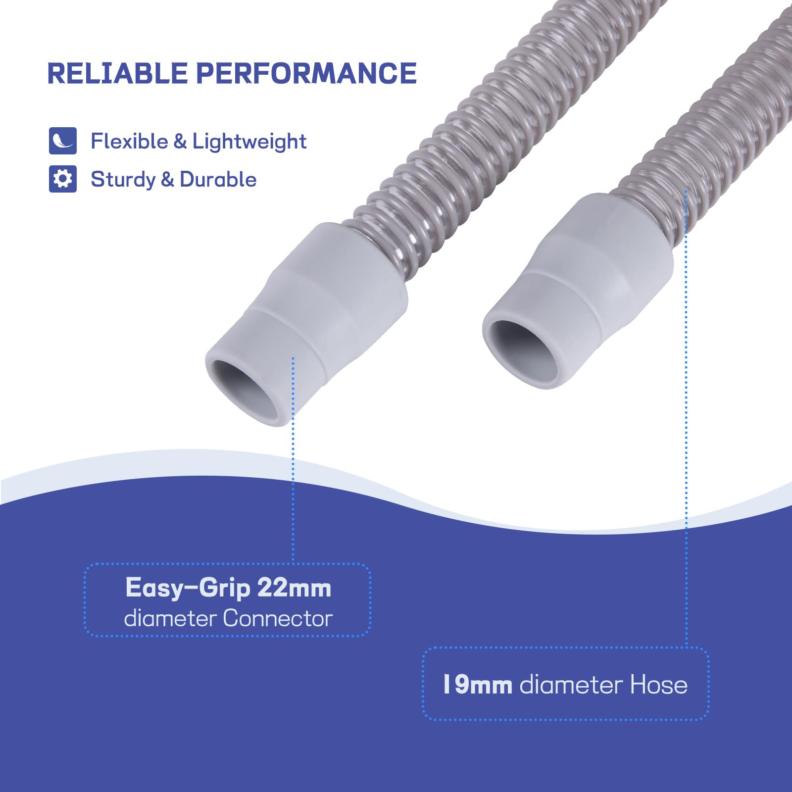 OMOTIYA CPAP Tube - 6-Foot Universal CPAP Tubing - FSA/HSA eligible-Compatible with Most Machines & Masks, 19mm CPAP Hose - 22mm connectors, Lightweight Flexible, Odor-Free, 2-Pack