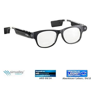 simvalley MOBILE Brille Kamera: Smart Glasses SG-101.bt mit Bluetooth und 720p HD (Brille Camera)