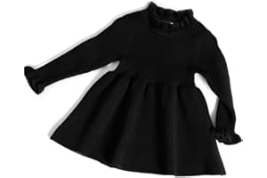 Simplee kids Little Girls' Long Sleeve Girl Dresses and Rompers Ribbed Knit Sweater Dress Black for 6M-5T