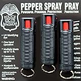 3 Pack POLICE MAGNUM OC-17 Pepper Spray 1/2oz Black Molded Keychain