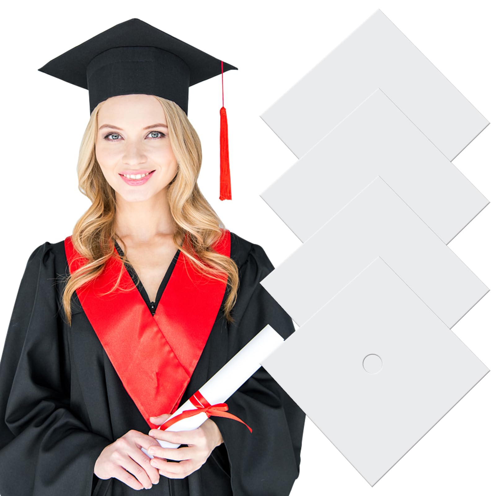 Photo 1 of Varievery 4 Pcs Sublimation Blanks for Graduation Cap Grad Decorations Premium Metal Lightweight Grad Cap Blanks Graduation 2025 Gifts Accessories 9.1" x 9.1"