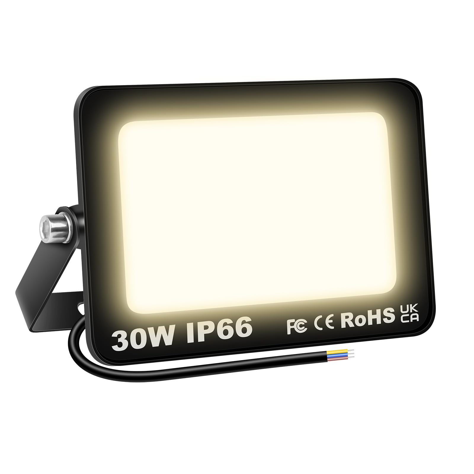 SKYWORLD 30W Outdoor LED Flood Light, 3000 Lumens Super Bright LED Floodlights, IP66 Waterproof Security Lights, 3000K Daylight Warm White for Garden Yard Backyard Garage Lawn Patio Warehouse
