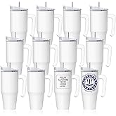 ZREGGUR 12pcs 20oz Sublimation Tumbler with Handle, Stainless Steel Tumbler with Lid and Straw &Brush Double Wall Vacuum Reusable Sports Water Bottle with Handle Travel Coffee Mug