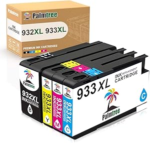 Palmtree Compatible Ink Cartridge Replacement for HP 932XL 933XL 932 933 for HP Officejet 7110 6600 6100 6700 7510 7610 7612 Printer (Black, Cyan, Yellow, Magenta, 4 Packs)