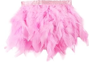 Daieeparty Turkey Feathers Trim Fringe 2Yard 4-6inch for Party Clothing DIY Sewing Craft Wedding Dress Decoration Natural Flu