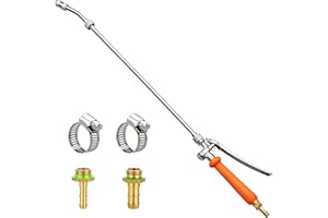 VANPET All Metal Replacement Sprayer Wand, 1/4" & 3/8" Brass Barb Sprayer Wand with Stainless Steel Shut off Valve & 2 Hose Clamps (29 Inches)