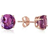 3.1 Carat 14k Solid Rose Gold Anna Amethyst Stud Earrings