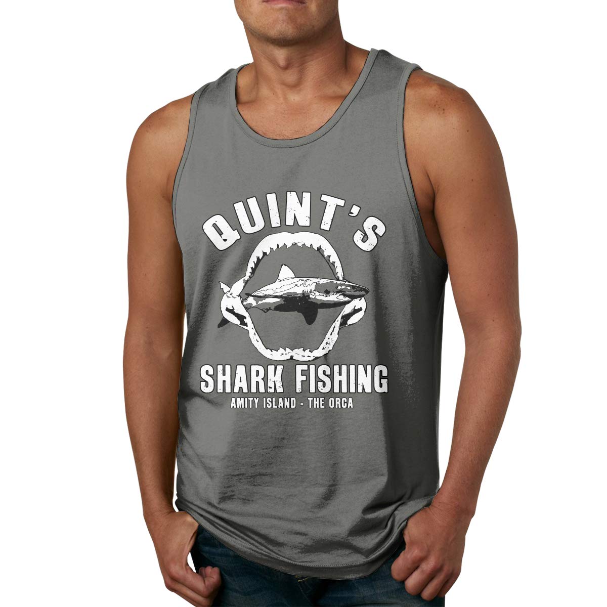 Quint S Shark Fishing S Tank Tops Comfortable Gym T Shirts Sleeveless