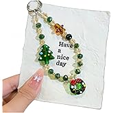 LIFCIUSO Phone Charm with Crystal/Handpainted Bead, Kawaii Hands-Free Wrist Strap for Women Girl, Cute Leopard Print Shell Bead, Luxury Bling Diamond Glitter Beaded, Phone Lanyard