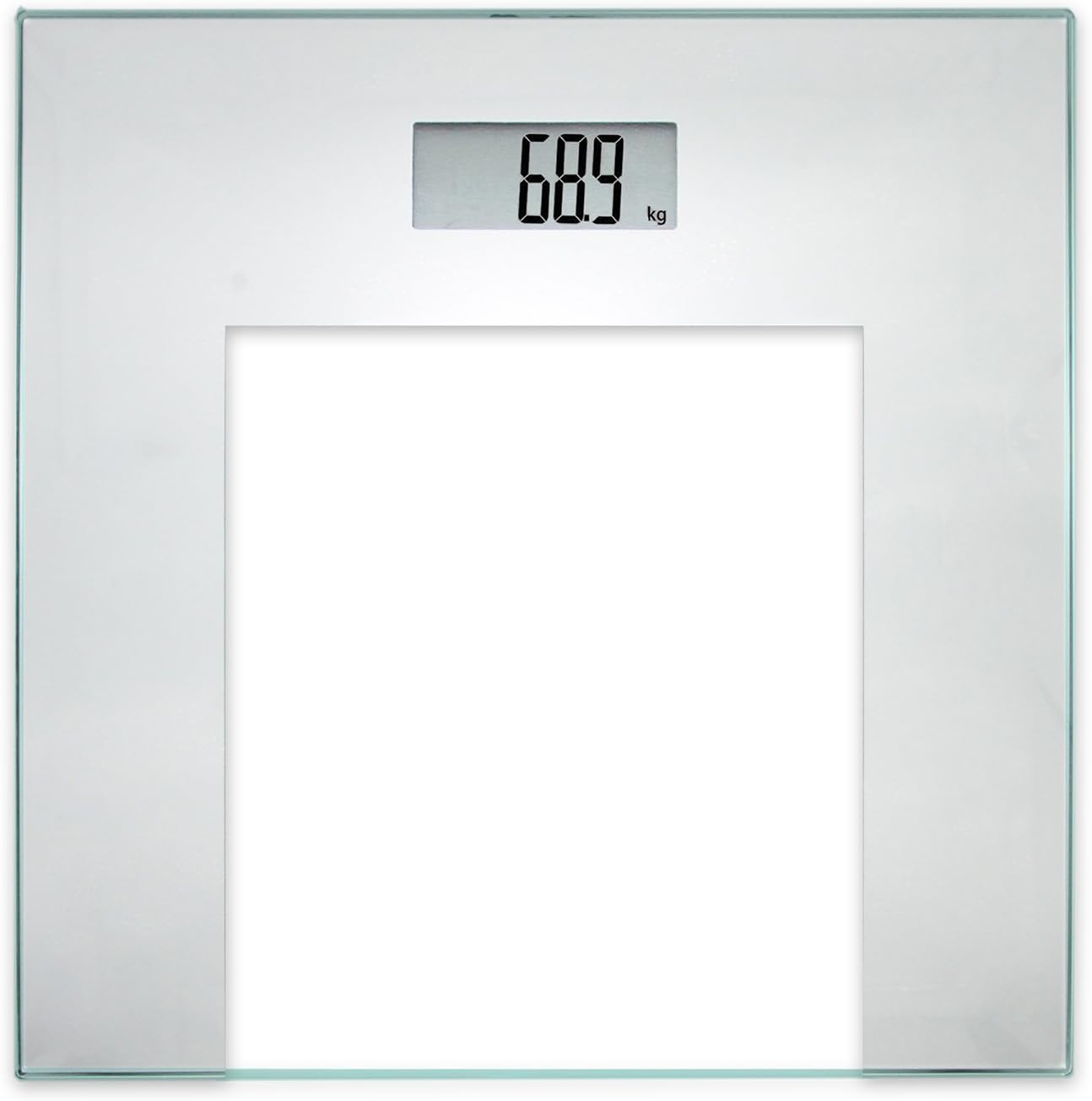 TROP Digital Personal Scales, Silver-Grey, with Hardened Glass Platform, Large LCD Display, Automatic Switch-on/Switch-Off Function