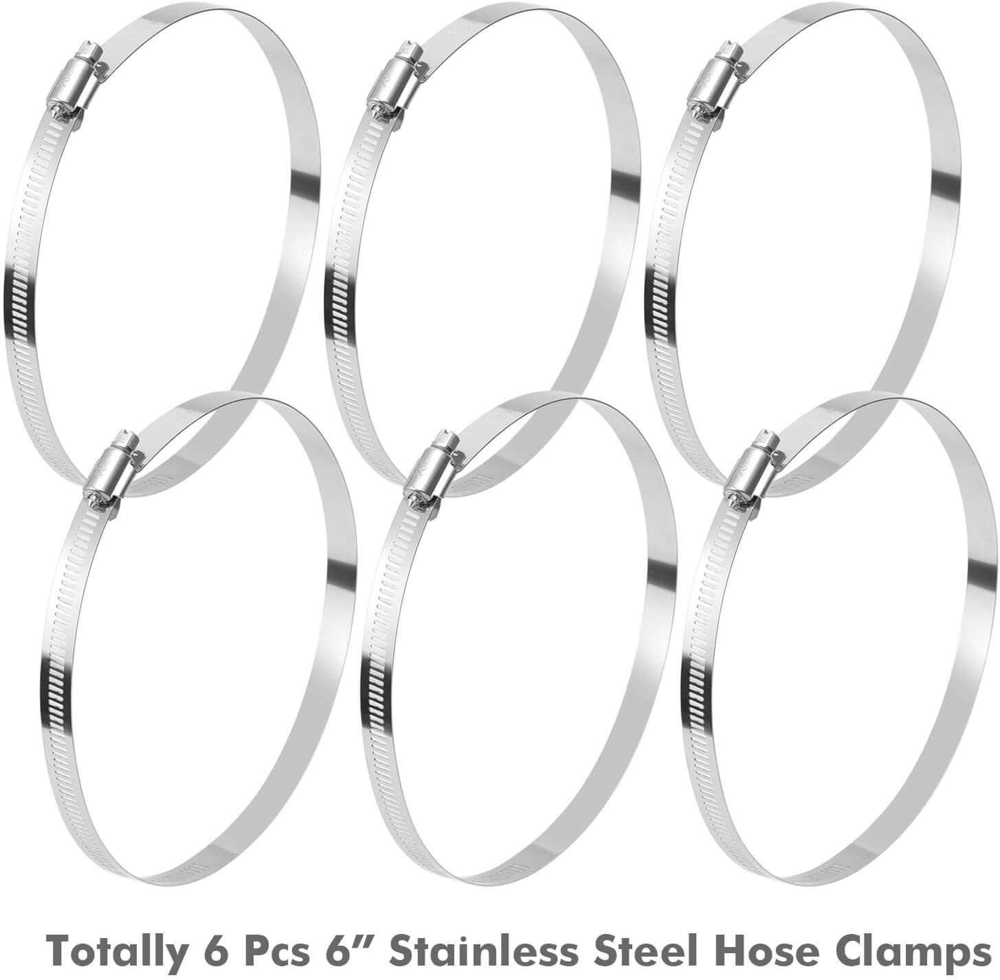 Selizo 304 Stainless Hose Clamp Kit, 6 Pack Clamp Hose Duct Clamp Worm Gear Adjustable 141-165mm (6 Inches) … - Image 3