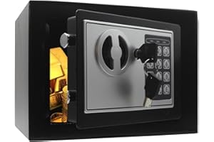 Heroecol Key and Electronic Security Safe Box Digital Deposit Box for Home Office Hotel Business Lock Box for Cash Jewelry Storage (Black, 0.17 Cubic Feet)