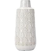 10 Inch White Ceramic Vase, Cute Flower Vase for Pampas Grass, Home, Living Room, Dining Table, Farmhouse, Office Decor, Bedroom, Table, and Kitchen Shelf