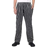 Men's and Women's Baggy Chef Pants Black and White Stripes Cargo Style Cook Pant